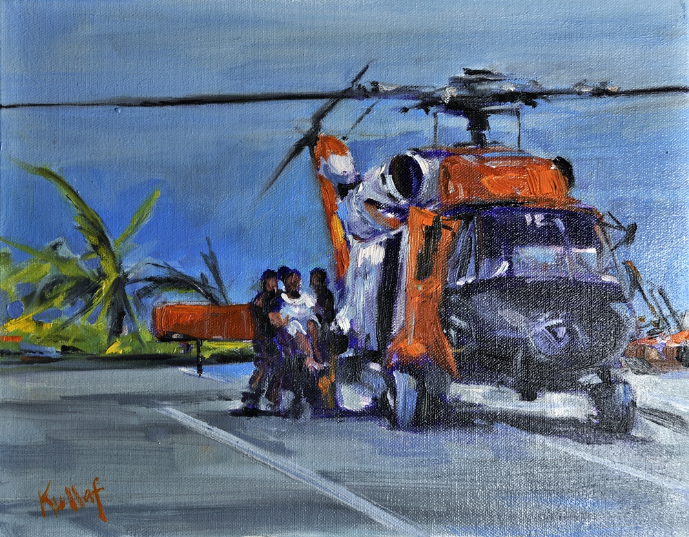 US Coast Guard Art Program 2020 Collection, Ob ID# 202020, "Rescue: Hurricane Dorian," Anne Kullaf (20 of 30)