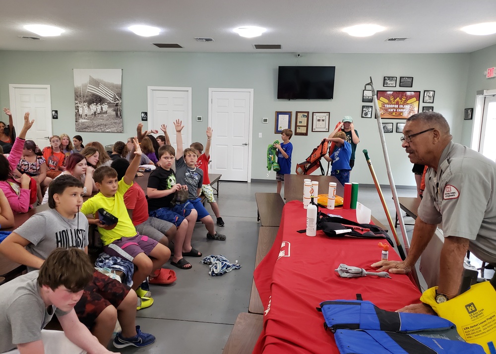 Nashville District Park Rangers share water safety with the youth at Dale Hollow Lake Trooper Island
