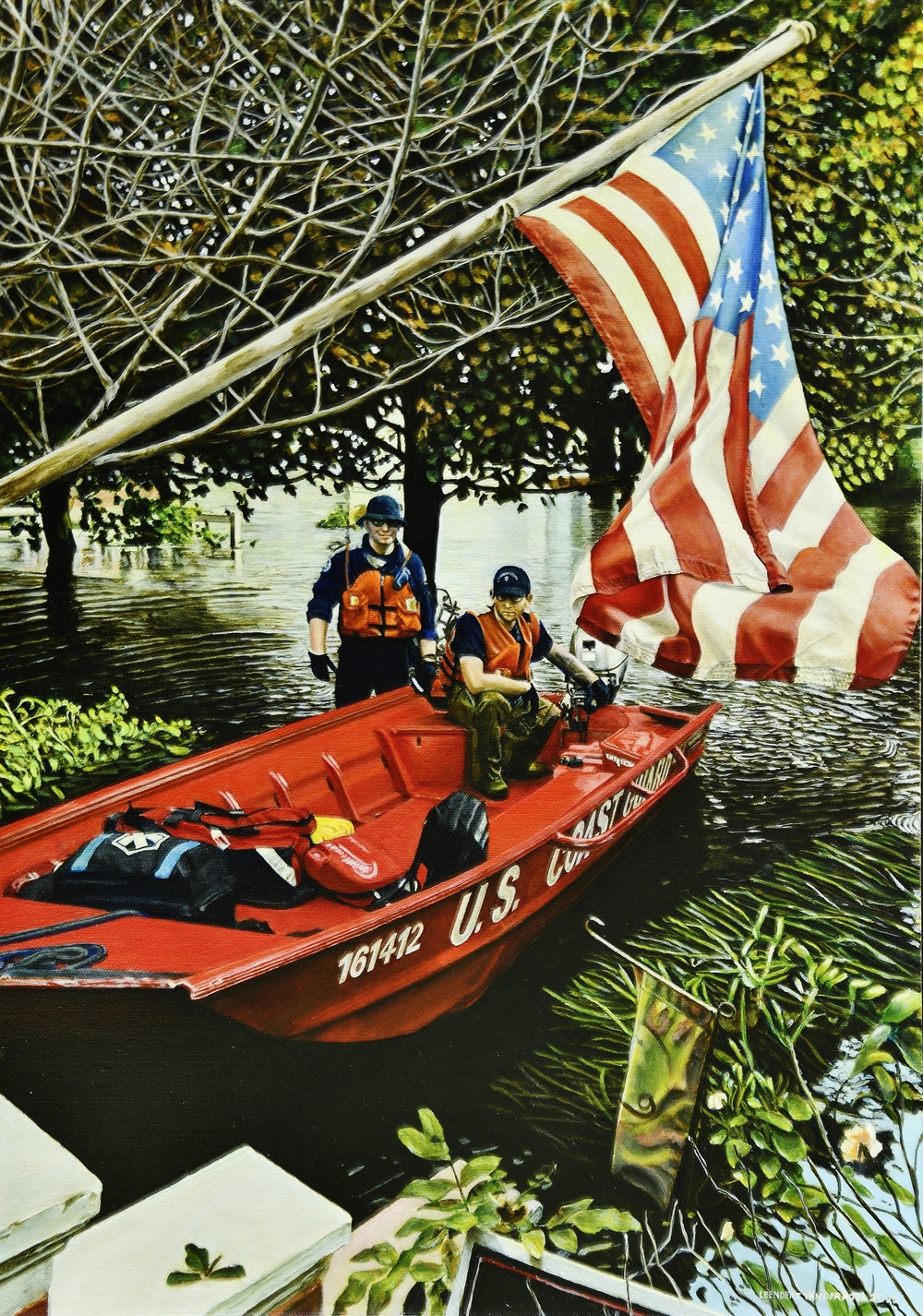 US Coast Guard Art Program 2020 Collection, Ob ID# 202029, &quot;Searching for victims of Hurricane Florence,&quot; Leendert van der Pool (29 of 30)