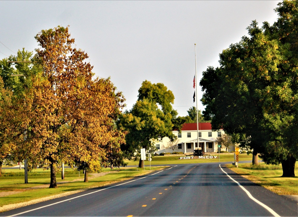 Fall Colors and the American Flag at Fort McCoy