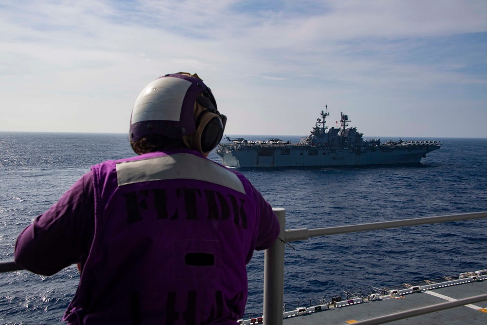 USS America, USS Tripoli Conduct Formation Steaming Exercise