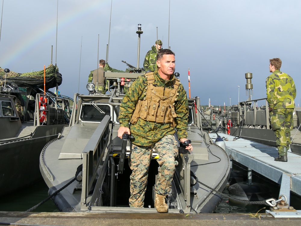 U.S. and Swedish Marines Board for Tactical Exercise