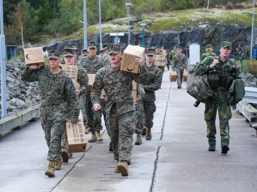 U.S. and Swedish Marines Board for Tactical Exercise