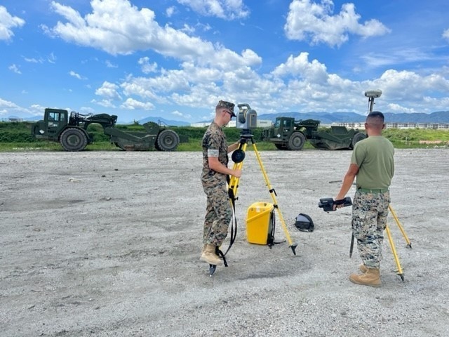 Marines with 9th Engineering Support Battalion and Marine Wing Support Squadron 171 conduct site surveying.