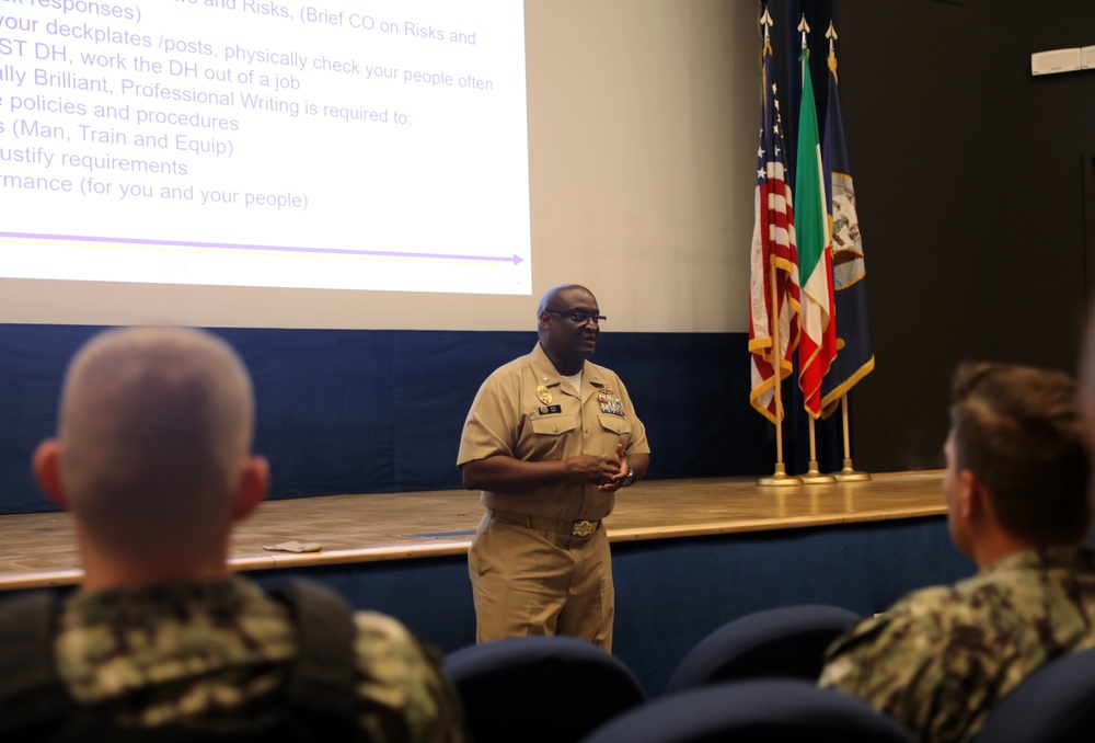 NSA Naples' Security Department Hosts LDO/CWO Brief