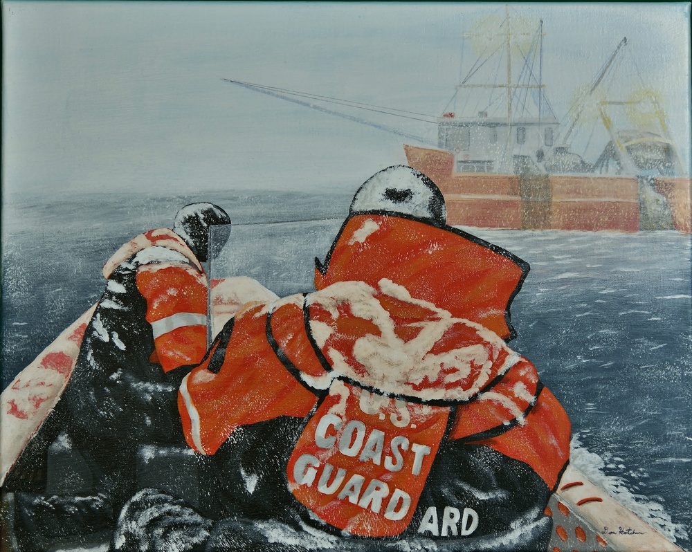 US Coast Guard Art Program 2021 Collection, Ob ID# 202108, &quot;Fishing vessel rescue,&quot; Don Hatcher (8 of 32)