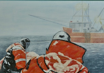 US Coast Guard Art Program 2021 Collection, Ob ID# 202108, "Fishing vessel rescue," Don Hatcher (8 of 32)