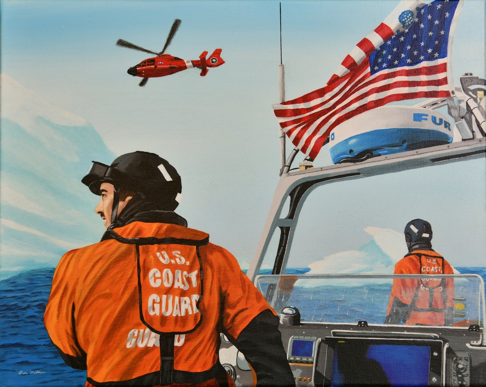 US Coast Guard Art Program 2021 Collection, Ob ID# 202109, &quot;Joint helicopter training,&quot; Don Hatcher (9 of 32)