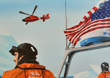 US Coast Guard Art Program 2021 Collection, Ob ID# 202109, "Joint helicopter training," Don Hatcher (9 of 32)