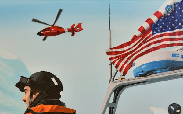 US Coast Guard Art Program 2021 Collection, Ob ID# 202109, "Joint helicopter training," Don Hatcher (9 of 32)