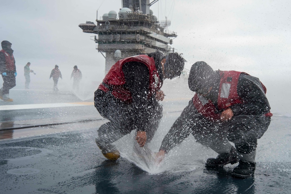 Sailors Clear Flight Deck Nozzle