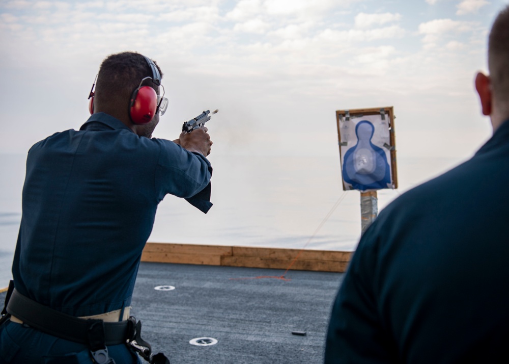 Sailor Fires M9 Service Pistol