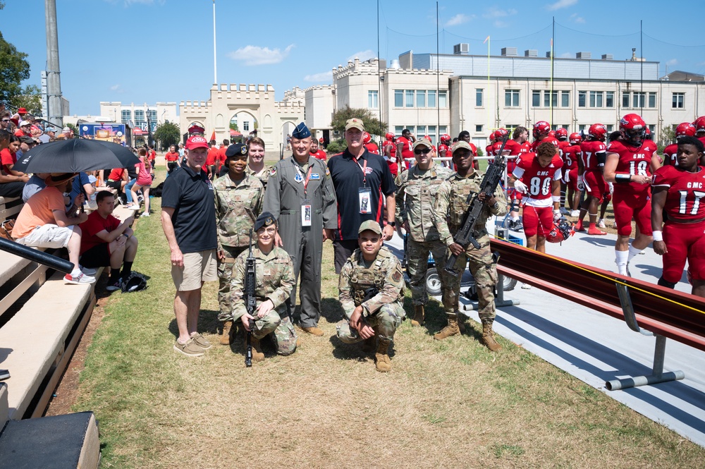 Georgia Air National Guard leaders, recruiters, and Airmen visit Georgia Military College football game