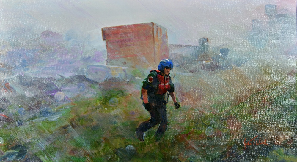 US Coast Guard Art Program 2021 Collection, Ob ID# 202131, &quot;Searching in the storm,&quot; John Ward (31 of 32)