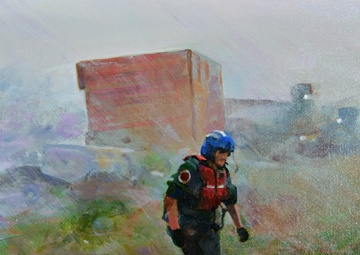 US Coast Guard Art Program 2021 Collection, Ob ID# 202131, &quot;Searching in the storm,&quot; John Ward (31 of 32)