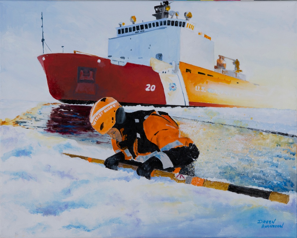 US Coast Guard Art Program 2022 Collection, Ob ID# 202201,  &quot;Ice training off  the Cutter HEALY,&quot; Daven Anderson (1 of 38)