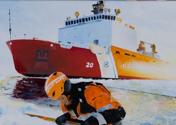US Coast Guard Art Program 2022 Collection, Ob ID# 202201,  &quot;Ice training off  the Cutter HEALY,&quot; Daven Anderson (1 of 38)