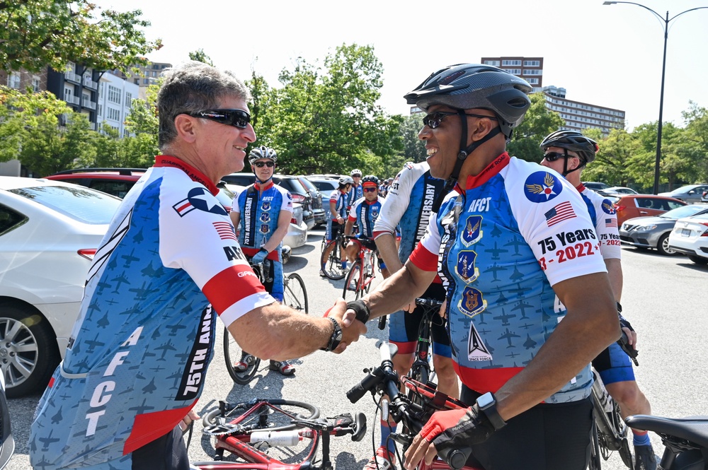 CSAF Brown cycles in Memorial to Memorial bike ride