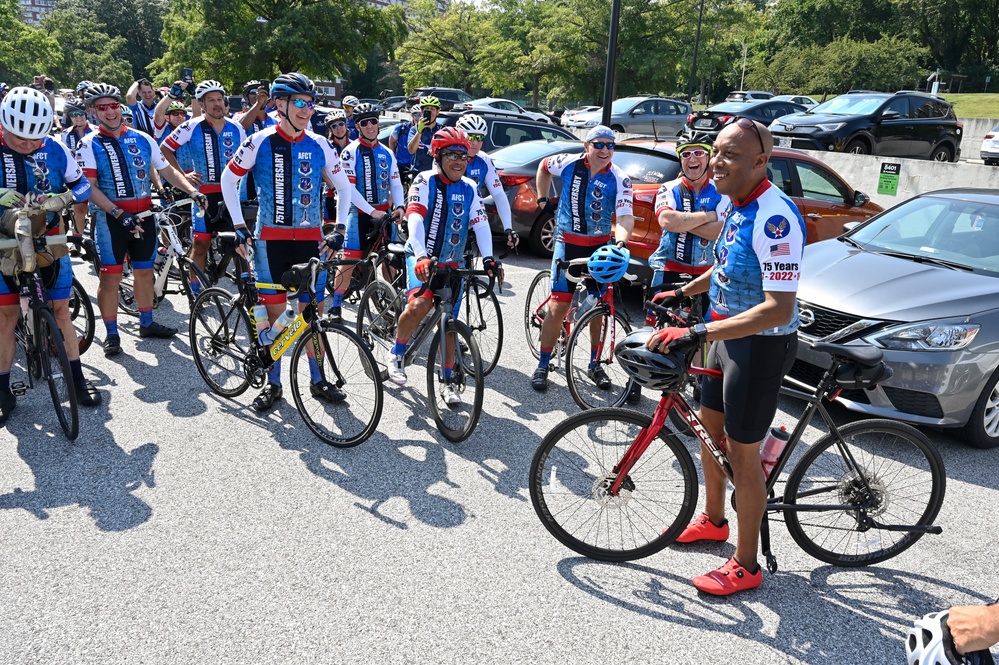 CSAF Brown cycles in Memorial to Memorial bike ride