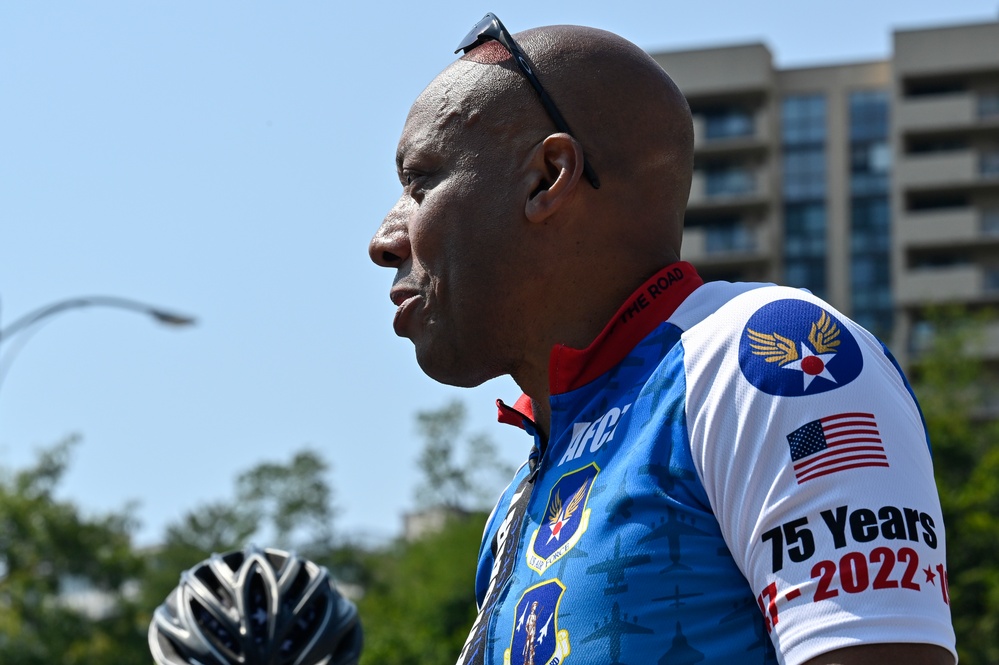 CSAF Brown cycles in Memorial to Memorial bike ride