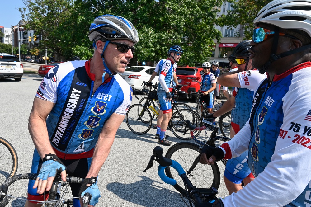 CSAF Brown cycles in Memorial to Memorial bike ride