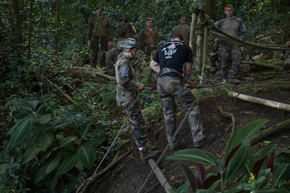 MARFORPAC Marines and French Armed Forces participate in MOUT Training and Jungle Rappel Course