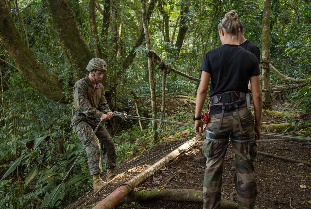 MARFORPAC Marines and French Armed Forces participate in MOUT Training and Jungle Rappel Course