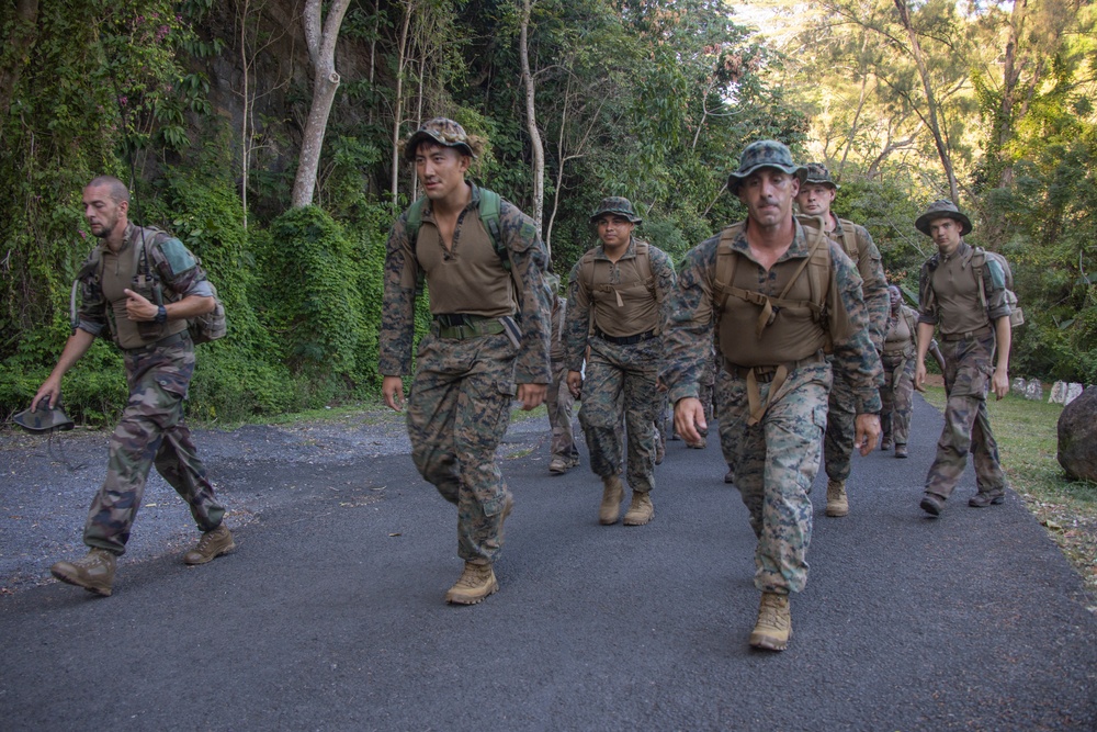 MARFORPAC Marines and French Armed Forces participate in 30km Hike