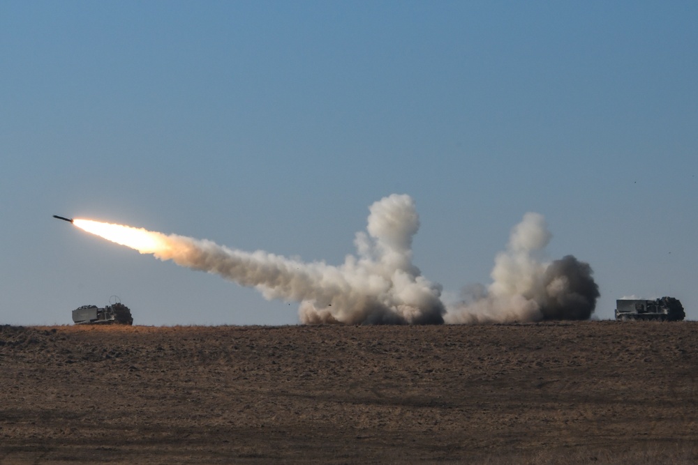 MLRS live fire at Grafenwoehr, Germany