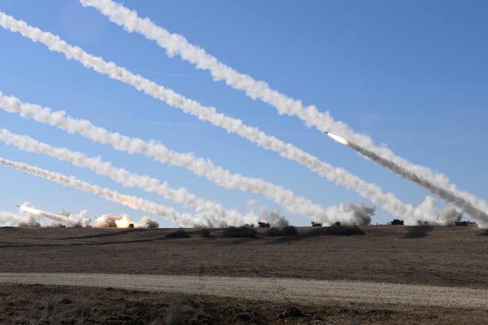 MLRS live fire at Grafenwoehr, Germany