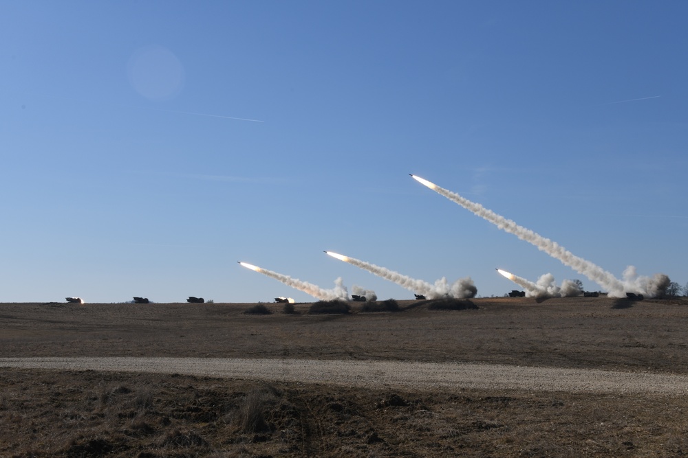 MLRS live fire at Grafenwoehr, Germany