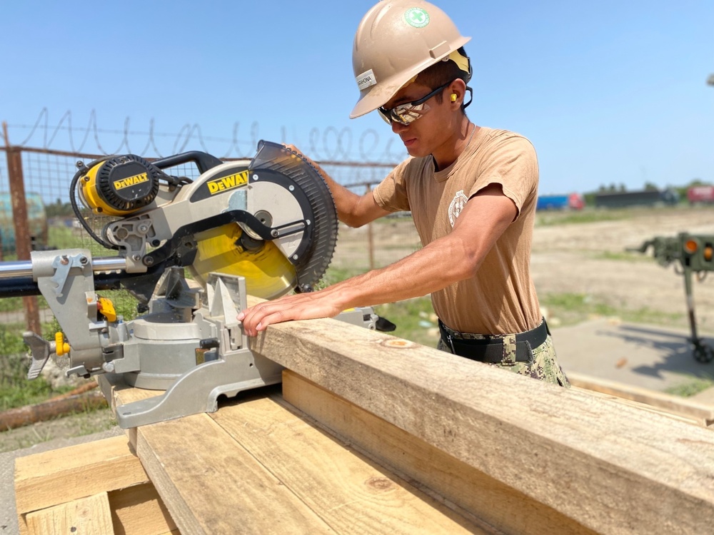 Seabees prepare formwork in support of the Railhead Project in Poti, Georgia