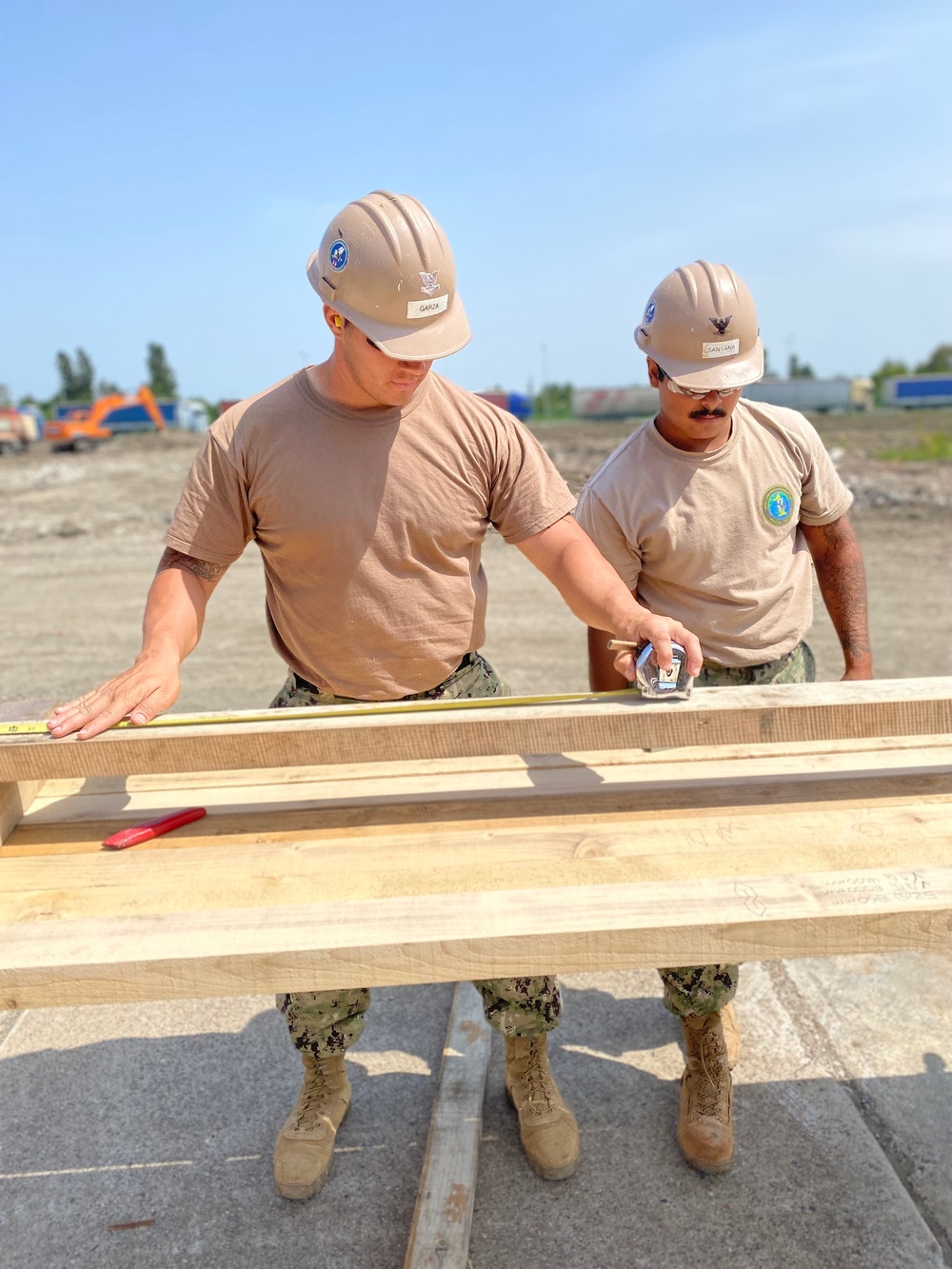 Seabees prepare to build formwork in support of the Railhead Project in Poti, Georgia