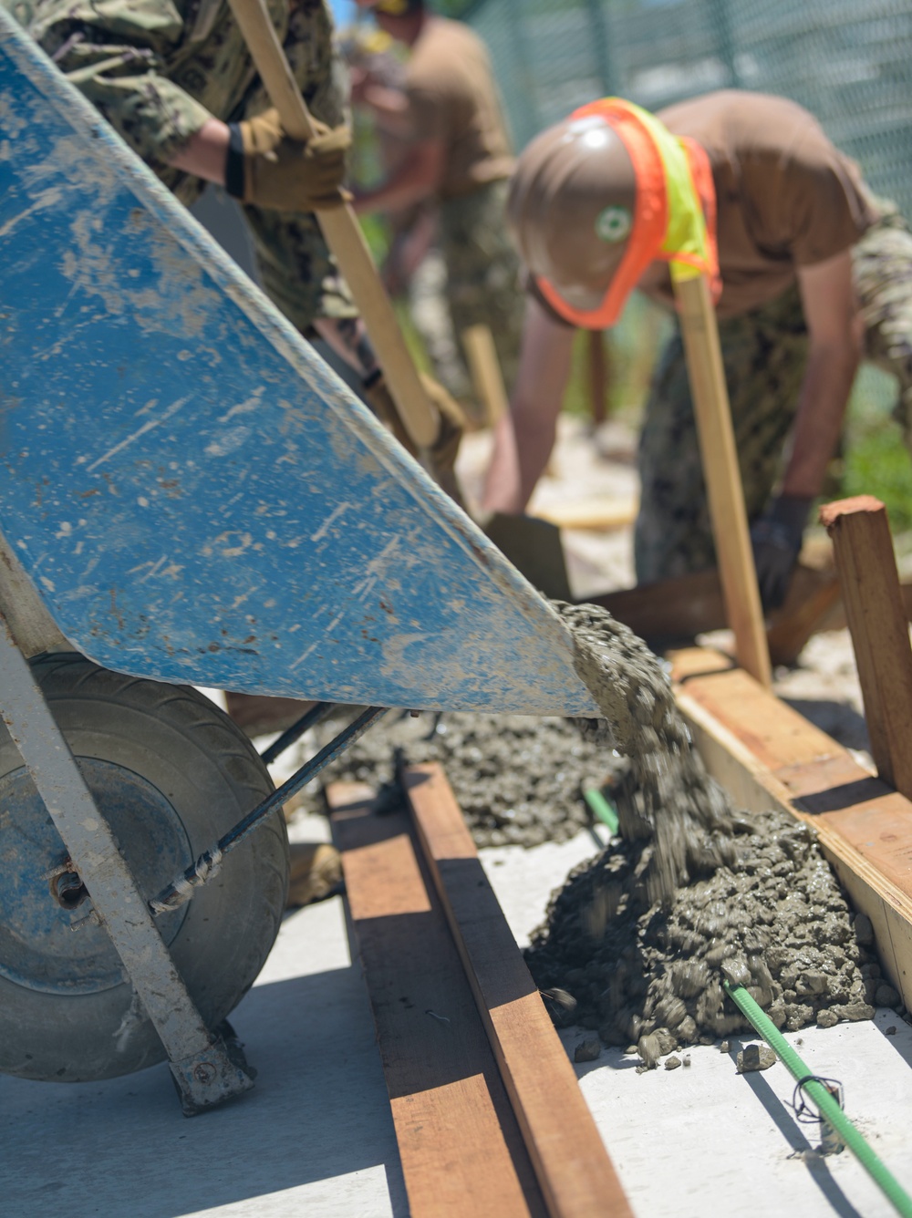 NMCB-4 Seabees Work on Concrete at NSF Diego Garcia