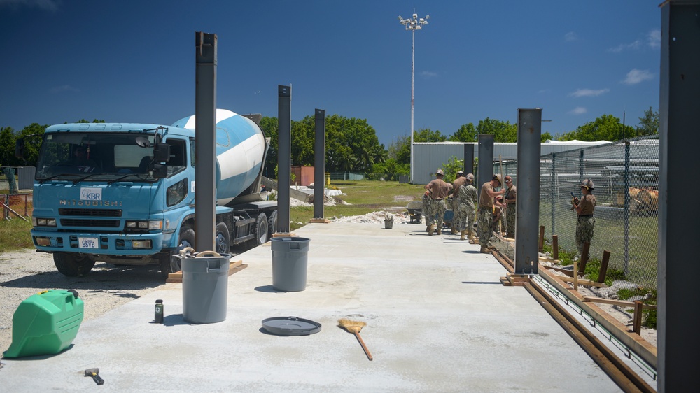 NMCB-4 Seabees Work on Concrete at NSF Diego Garcia