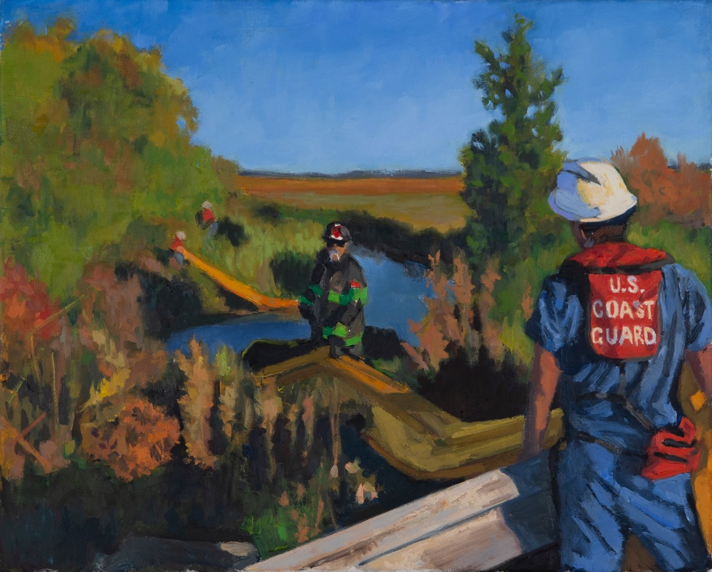 US Coast Guard Art Program 2022 Collection, Ob ID# 202207, &quot;Oil spill inspection,&quot; Amy Digi (7 of 38)