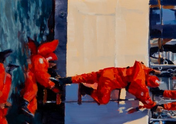 US Coast Guard Art Program 2022 Collection, Ob ID# 202214. &quot;Evacuation into the sea,&quot; Kristin Hosbein (14 of 38)