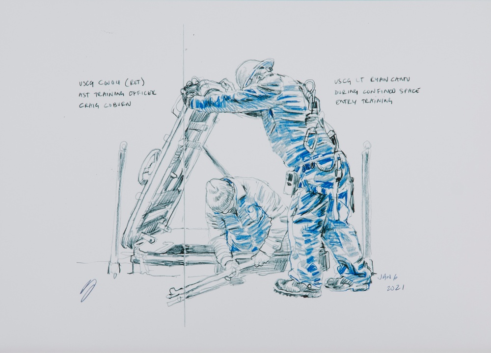 US Coast Guard Art Program 2022 Collection, Ob ID# 202215, &quot;Hold that for a second will you?&quot; Richard Johnson (15 of 38)