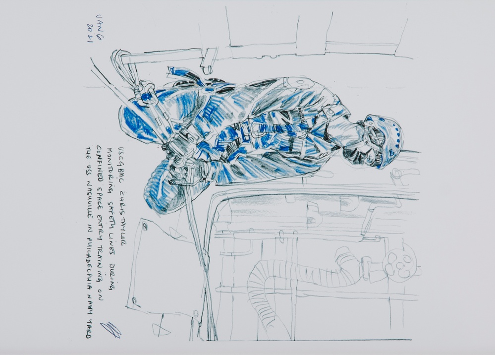 US Coast Guard Art Program 2022 Collection, Ob ID#202219, &quot;Safety lines,&quot; Richard Johnson (19 of 38)
