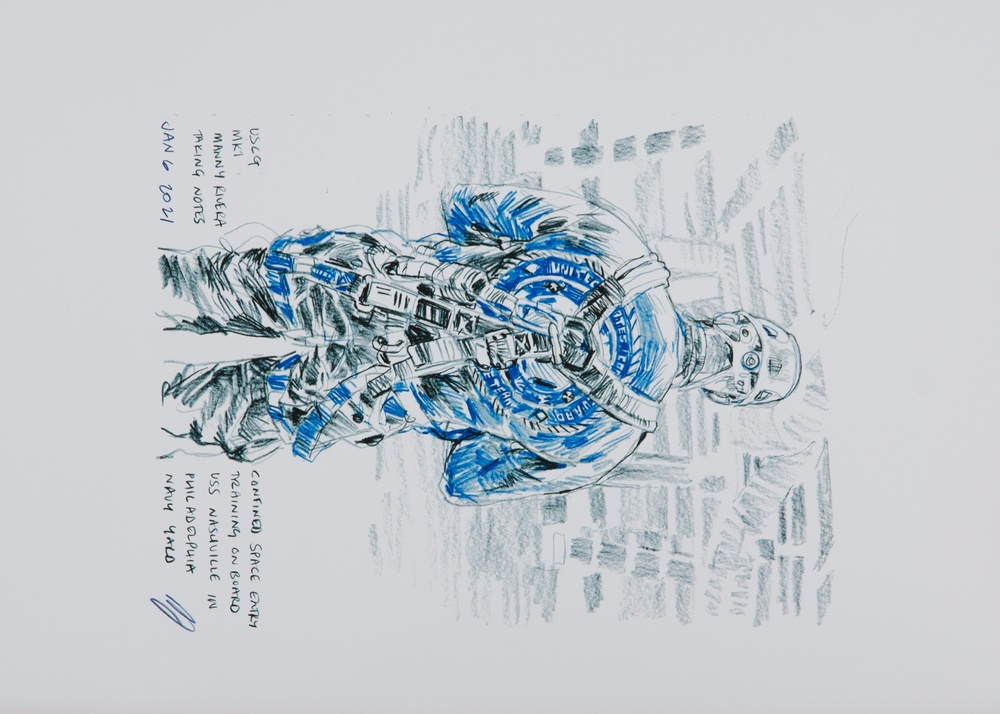 US Coast Guard Art Program 2022 Collection, Ob ID#202220, &quot;The notetaker,&quot; Richard Johnson (20 of 38)