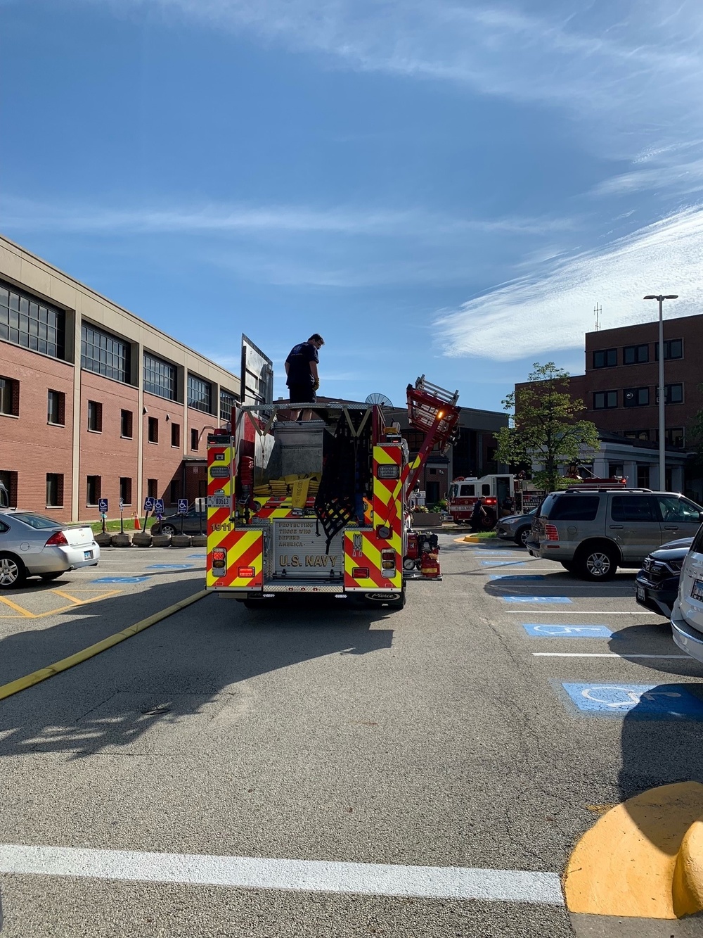 Great Lakes Fire Department responds to reports of a fire at Lovell FHCC