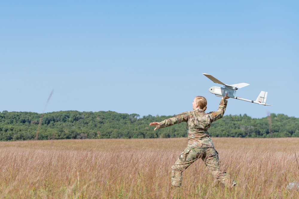 Wisconsin National Guard Soldiers flying RQ-11B Raven Small Unmanned Aircraft System