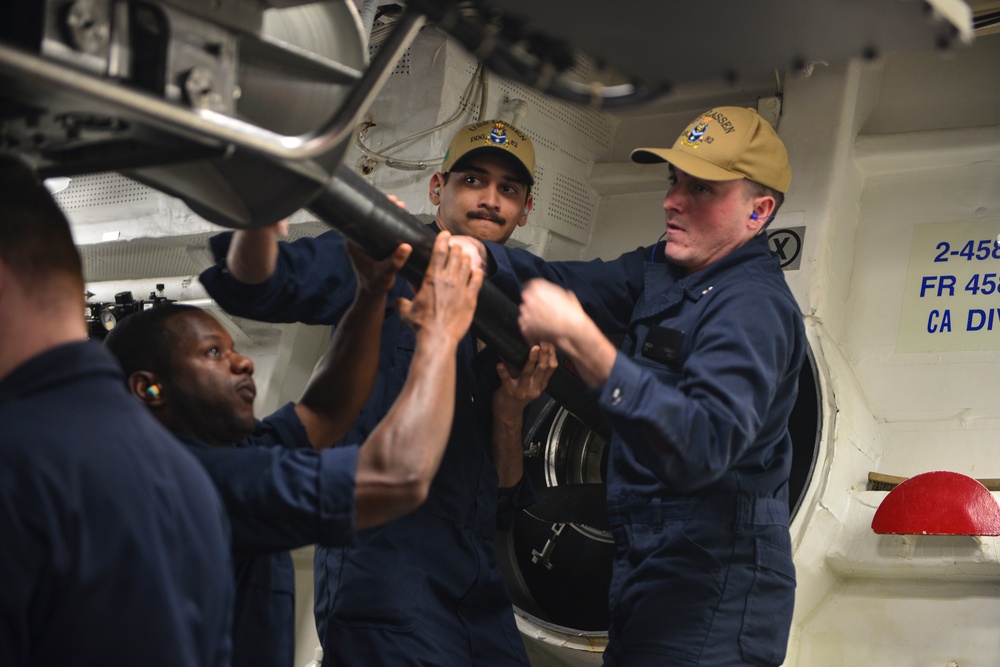 Sailors Aboard USS Lassen Stream Mifta