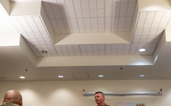 3rd MLG Senior Enlisted Leaders speak with SG(X) Staff NCOs at a Linchpin PME