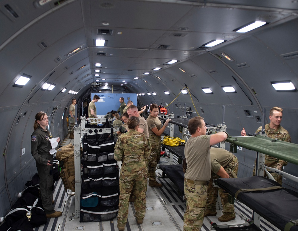 Aeromedical Evacuation Airmen Train on a KC-46 Pegasus