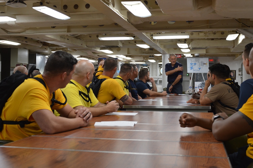 CPO Selects participate in history and heritage training aboard the Battleship Wisconsin