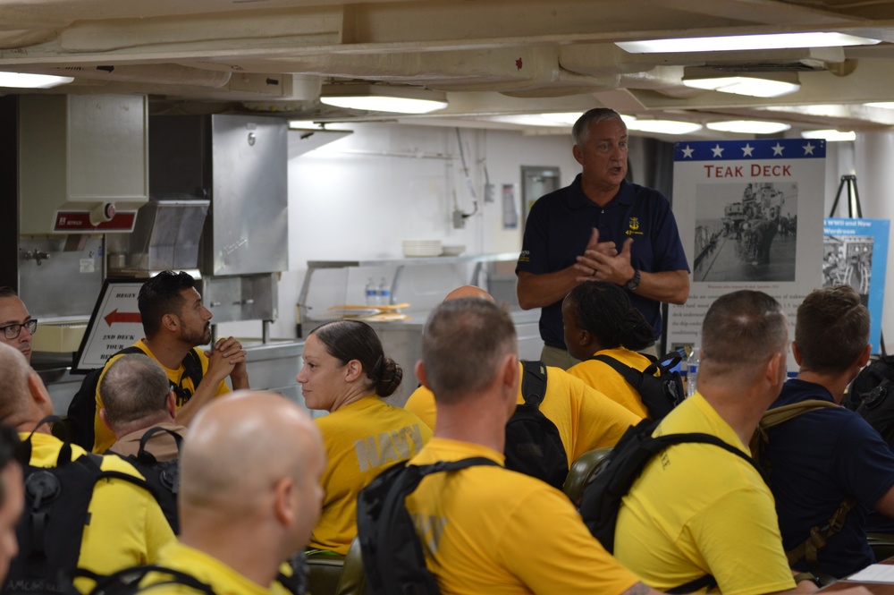 CPO Selects participate in history and heritage training aboard the Battleship Wisconsin