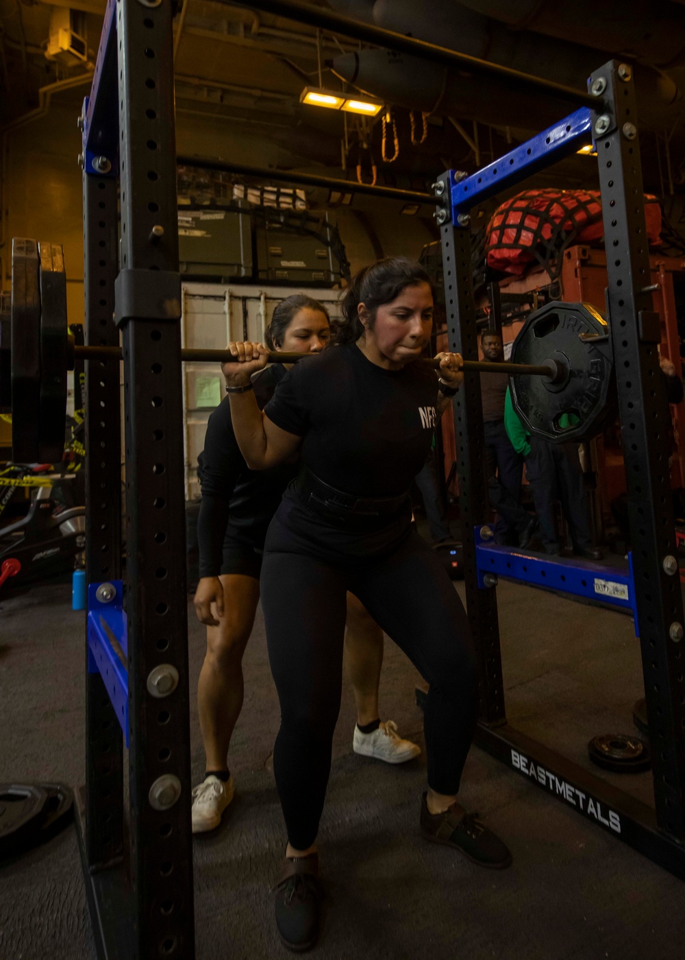 US Navy Sailors Participate in a Squat Challenge Aboard USS George H.W. Bush