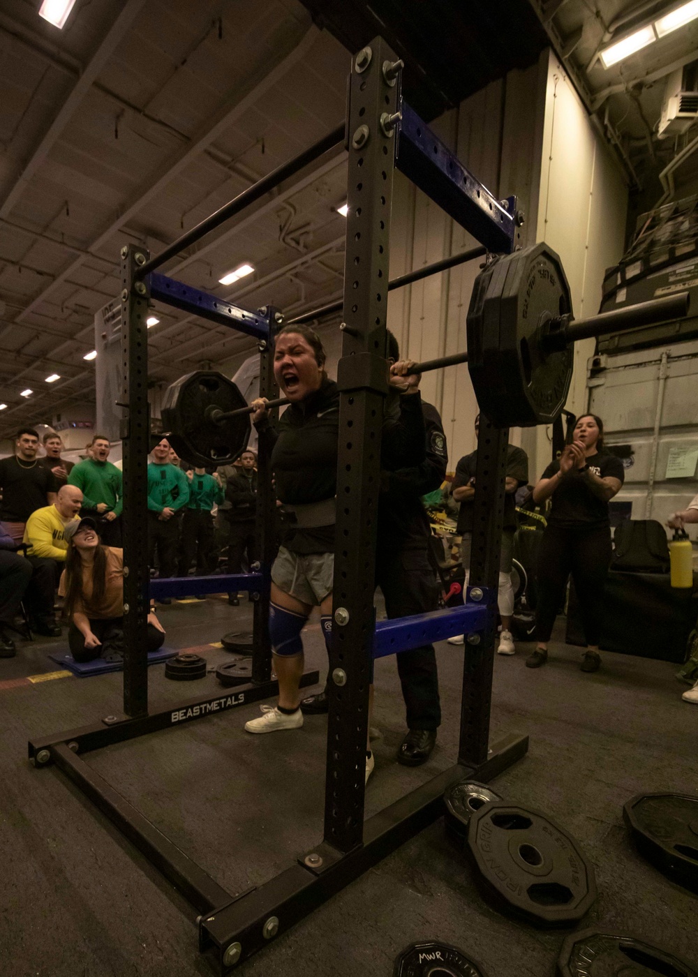 US Navy Sailors Participate in a Squat Challenge Aboard USS George H.W. Bush