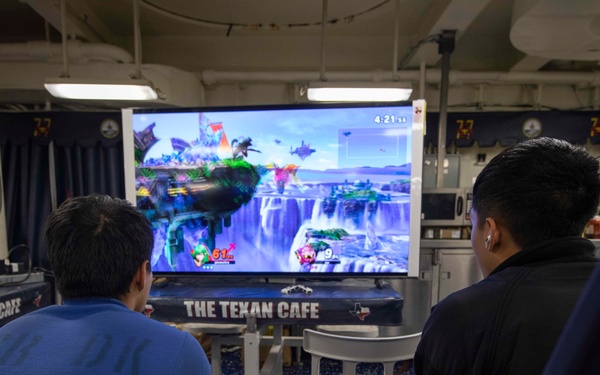 US Navy Sailors Play in a Super Smash Bros. Tournament Aboard USS George H.W. Bush